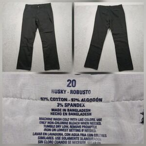Husky Chino Pants Women's 20 Black Stretch Cotton Straight Leg